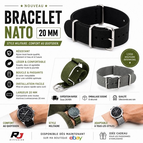 Bracelet montre nato mm - nato,