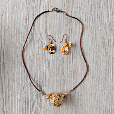 Parure Bijoux Orange/Marron