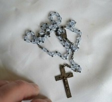 Ancien chapelet perles bleues