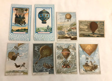 8 Anciennes chromos Thème Montgolfière Art Nouveau Chromolithographie