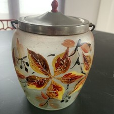 OLD ENAMELLED GLASS COOKIE JAR