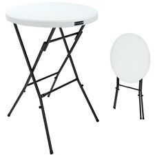 Table haute de bar pliante mange-debout Ø 72 cm blanc 110 cm table de bistrot