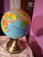 Portable Luminaire World Globe Touch Lamp Plug-in Three Light Settings White