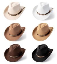 Chapeaux Fedora Western Cowboy Cowgirl feutre large bord femmes hommes