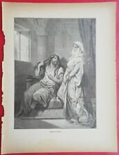 Antique Engraving Gustave DORE SAMSON AND DALILAH Old Testament 