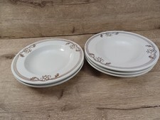 Lot 5 Assiettes creuses Sarreguemines porcelaine Pyroblan France fleur bistro
