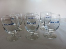 6 verres ballons RICARD Lettre bleu en relief