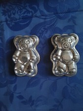 TWO ANTIQUE METAL CAKE OR CHOCOLATE MOULDS 11X8CM