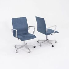 2023 Arne Jacobsen for Fritz Hansen Low Oxford Desk Chairs Blue Suede 12+ Avail