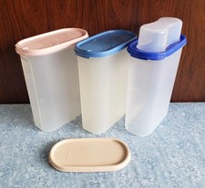 3 Tupperware Modular OVAL 4 2.3L #1614 + 4 Lids~Pink~Blue~Dripless Pour #6115