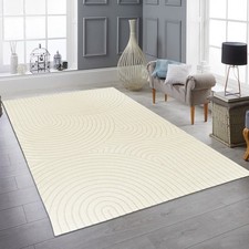 Tapis de salon moderne à motifs courbes crème