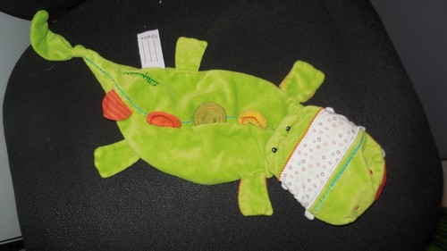 Doudou plat crocodile vert - plat,