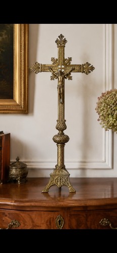 Grand crucifix autel ancien - crucifix,