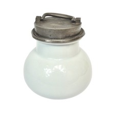 ANCIEN POT A BOUILLON SUSTENTEUR PORCELAINE ET ETAIN