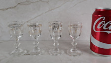 4 Enameled Liquor Glasses on Glass Feet 1900