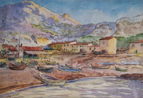 Tableau peinture marine bord - peinture,