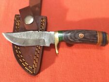 Small Bowie Knife 6"" Damask Steel Guilloche Blade 256 Layers