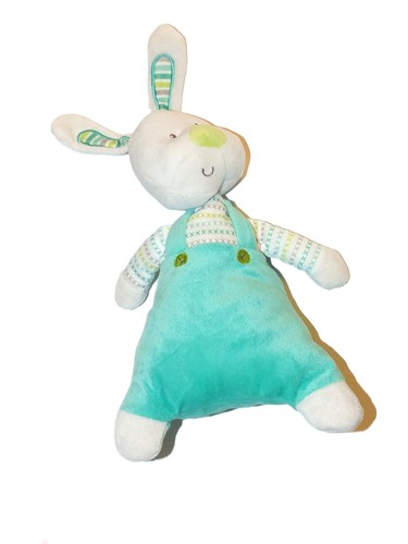 Doudou lapin salopette bleu - lapin,