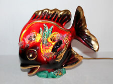 VALLAURIS VERY NICE NIGHT LIGHT FISH LAMP WORKS CERAMIC ENAMEL CORAL