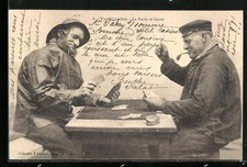 Old postcard Picardy, Types Crotellois, La partie de Cartes, Kartenspiel 1903 
