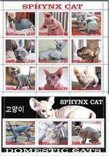 Stamp sheet+block Sphynx Cat Korea issue 2020