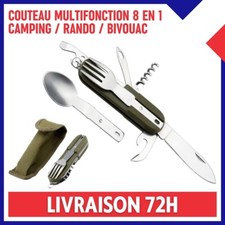 Couteau Multifonction 8en1 Vaisselle Pliante Pique-nique Camping Rando Bivouac