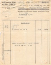 INVOICE 1934 KNITTING YARNS IN ROUBAIX - M. YAMANA GRANDFONTAINE