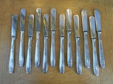 Christofle Art Déco Couteaux Viande Argent Plaqué Alfénide Diamant Silver