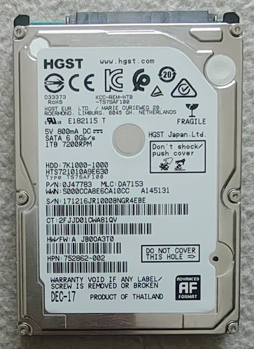 Disque dur hgst 1to - dur, 7200rmp