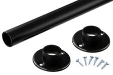 Tube Rond Ø 25 Mm Noir Tringle À Vêtements Portant Avec Support Mural