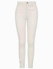 Pantalon Femme Armani AX Coton Logo Zip Cinq Poches Mode 3DYJ22 1100 Blanc