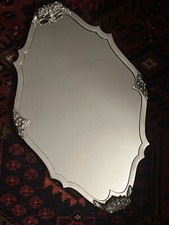 ITALIAN .800 SILVER FRAMED MIRRORED CENTERPIECE TABLE PLATEAU