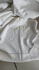 Drap ancien en lin monogramme