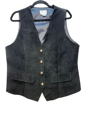 Mens black leather vest - mens,