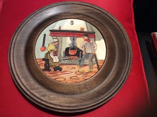 Assiette bois signé - bois,