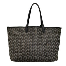 Auth GOYARD Saint Louis PM Black Coated Canvas Leather Tote Bag