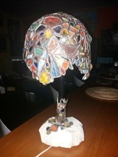 Grosse & lourde lampe vitraux  pate de verre dans le gout de Tiffany brutaliste 
