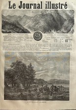 JOURNAL ILLUSTRE 1864 N° 27 CHEVAUX PRIS AU LASSO - MOEURS ESPAGNOLES CAUSERIE