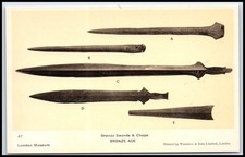 Postcard A London Museum Bronze Swords & Chape Bronze Age   R71