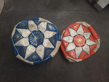 2 Moroccan LEATHER POUF Maghreb Oriental Deco Carpet Chair