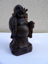 Carved Wood Laughing Buddha