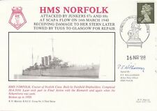 Navy cover WW2 HMS Norfolk Attacked by Junkers Signed P T Williamson at board   