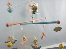 Vintage Hand Painted Musical Mobile by Irmi Angles Baby Crib Collectible