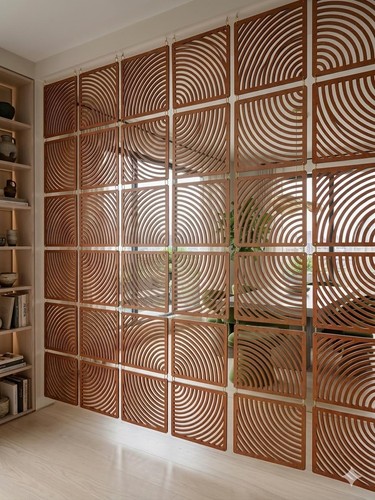 Teak hanging room divider - teak,