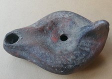 Authentic Roman oil lamp patinated decor terracotta 11cmX7cm