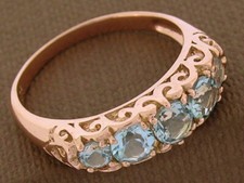 R163 Genuine 9K, 14K or 18K Gold Natural Topaz Bridge Eternity Ring in yr size