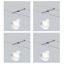 Paulmann Halogène Spot Câble 4er Set 35W Chrome Verre Blanc Satiné GU5,3 Chaud