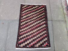 Vintagetraditional Main Fabriqué Gabbe Oriental Laine Marron Petit Tapis 94x60cm