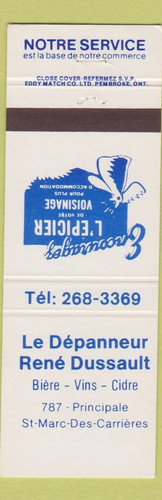 Matchbook cover le depanneur - matchbook,