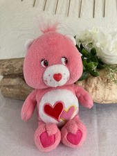 525 ⚜️ Small plush blanket Les Bisounours Jemini pink heart height 16 cm sitting